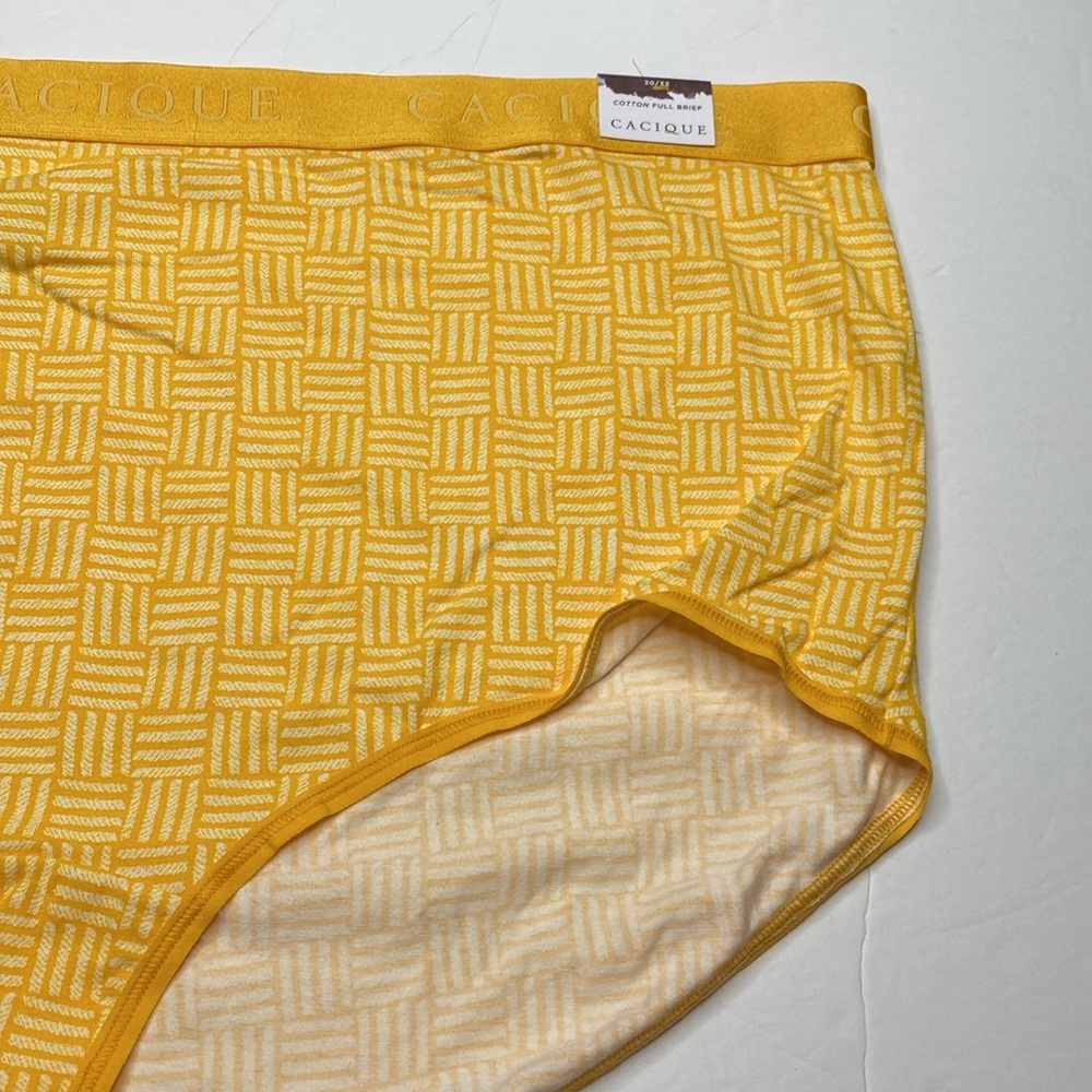 30/32 yellow geometric cotton full brief panty wide waistband NWT Lane Bryant 5x - Picture 5 of 7